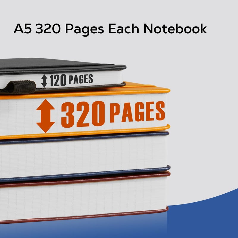 FOCUS DAY 3 Pack Journal Notebook  320 Pages A5 Lined Notebook Journal Set for Work Writing  Hardcover Leather Bound Notebooks Bulk for Women Men Office School  5.7'' X 8.4''  Multicolor - Image 3